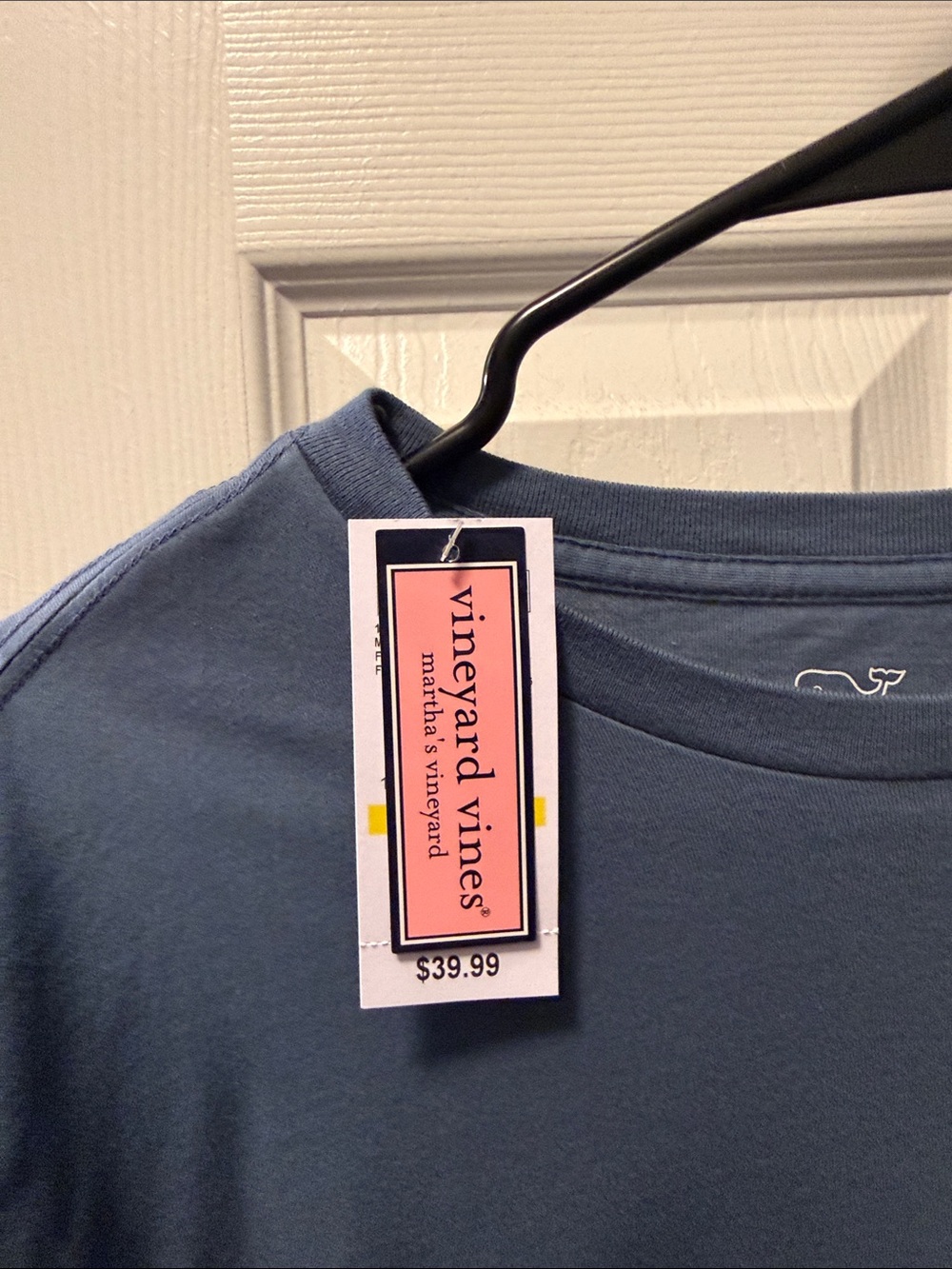 Vineyard Vines Slate Blue Long Sleeve Pocket Tee with Drink Graphic - Picture 3 of 3